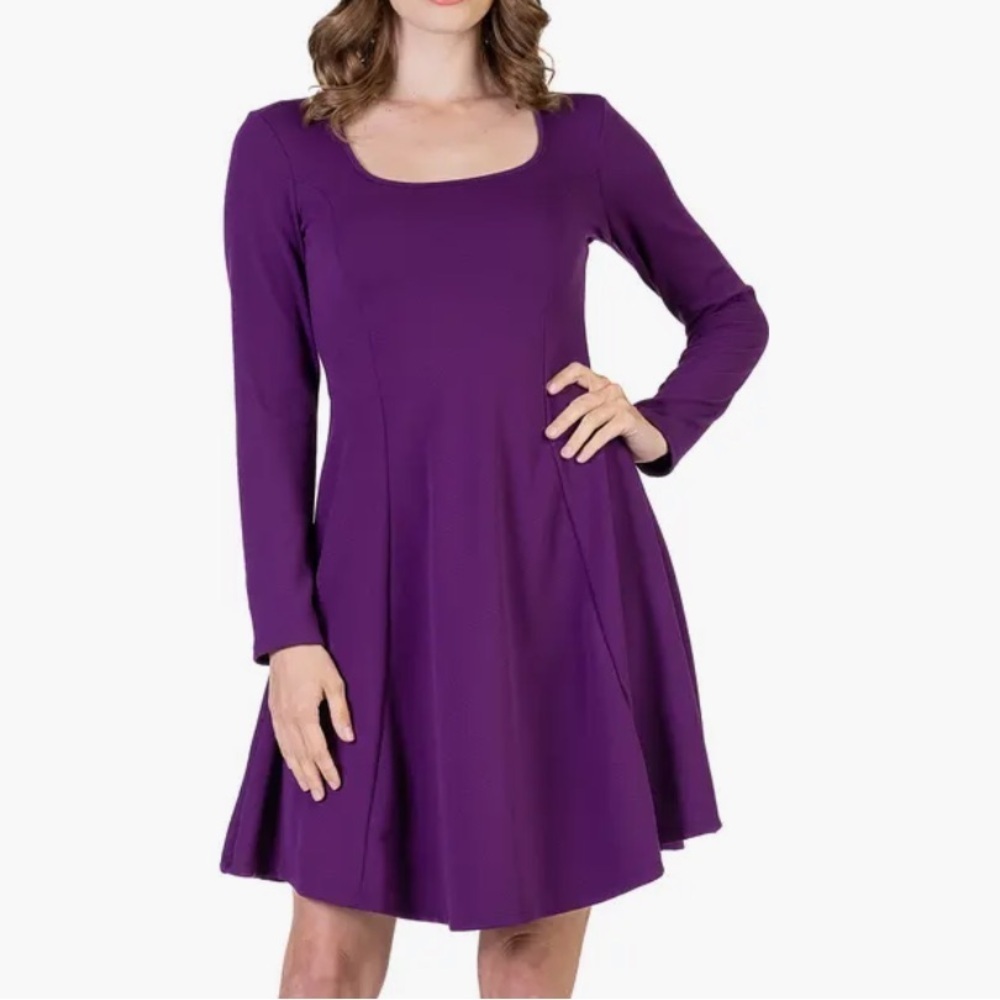Long Sleeve Knee Length Skater Dress
24seven Comfort Apparel